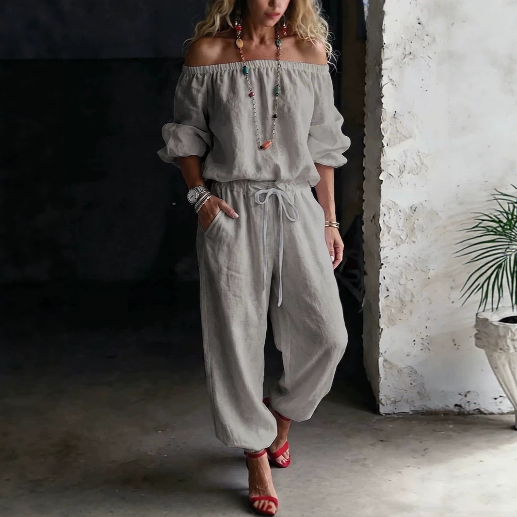 Ensemble haut asymétrique et jogging décontracté