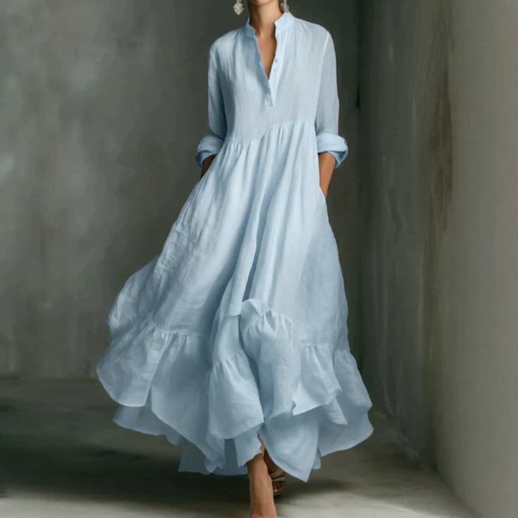 Robe ample couleur unie style blouse femme