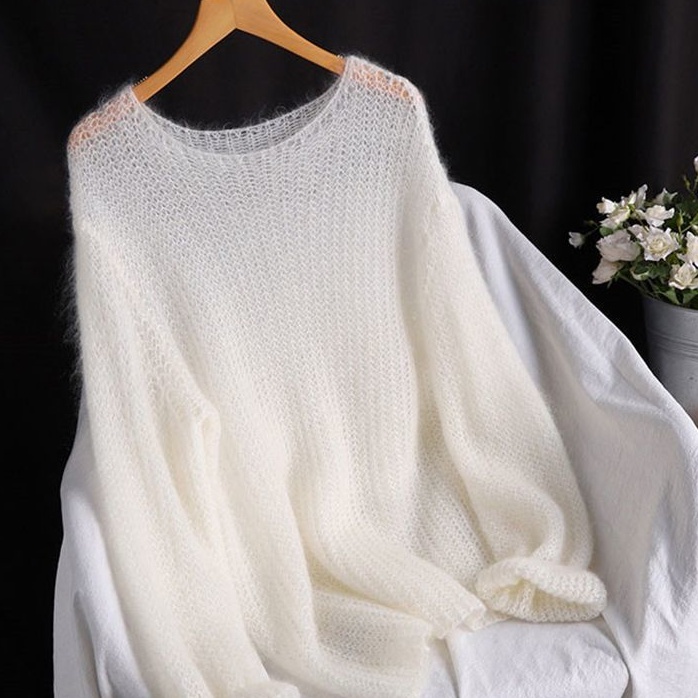 Chandail Tricot Ajouré Style Blouse Fine