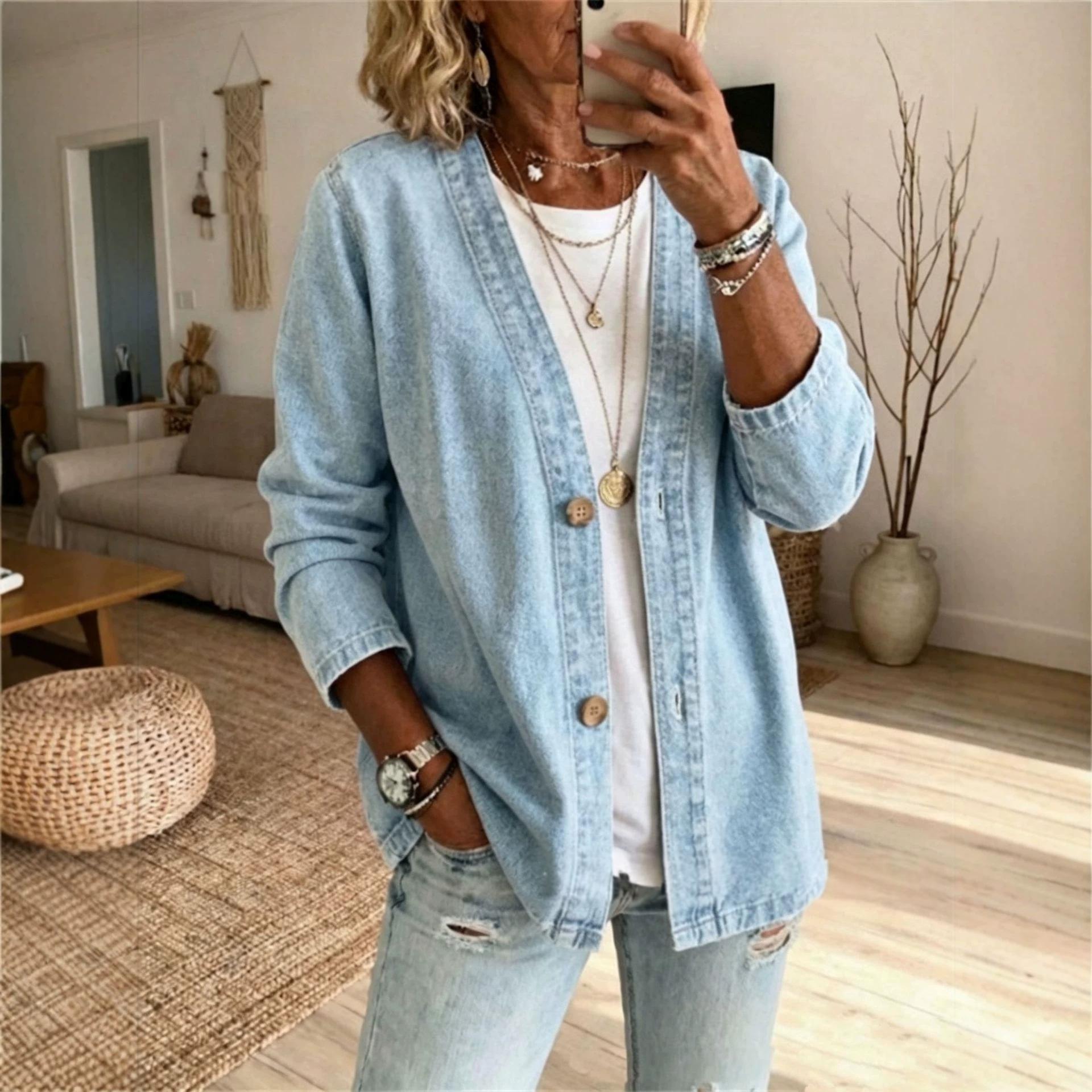 Veste cardigan denim casual femme