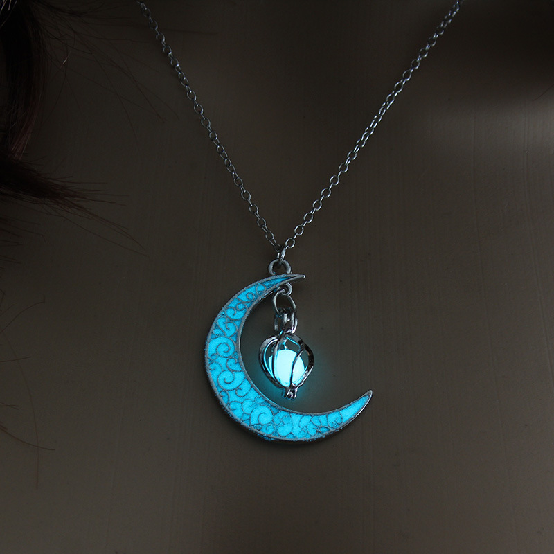 Collier pendentif lumineux chaîne plaqué argent