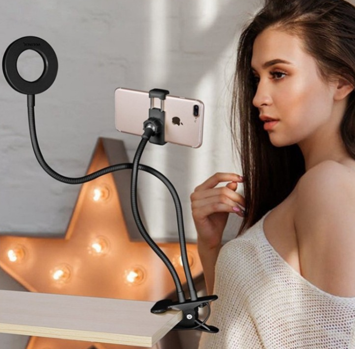 Anneau lumineux LED pour selfie avec support 8cm ajustable