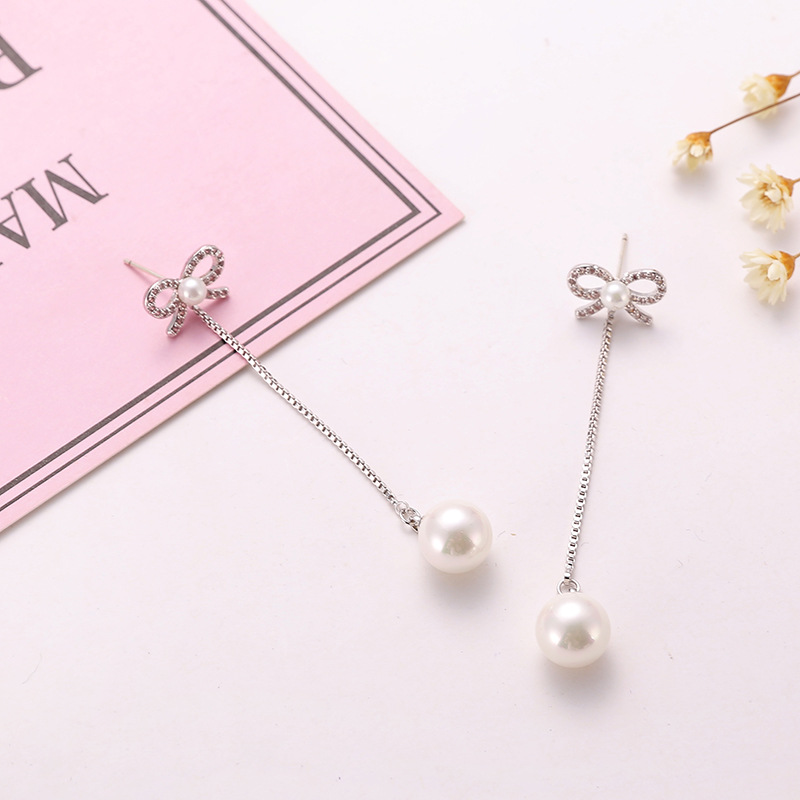 Boucles d'oreilles pendantes perles argent hypoallergéniques, 2 styles
