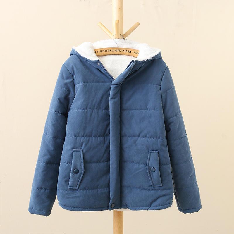 Manteau ouatiné coton femme col blanc, manches longues