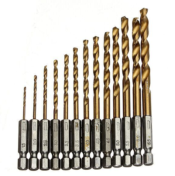 Foret torsade titane manche 6.35 10PC 13PC acier rapide