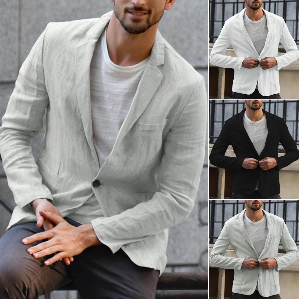Veste costume lin coton couleur unie
