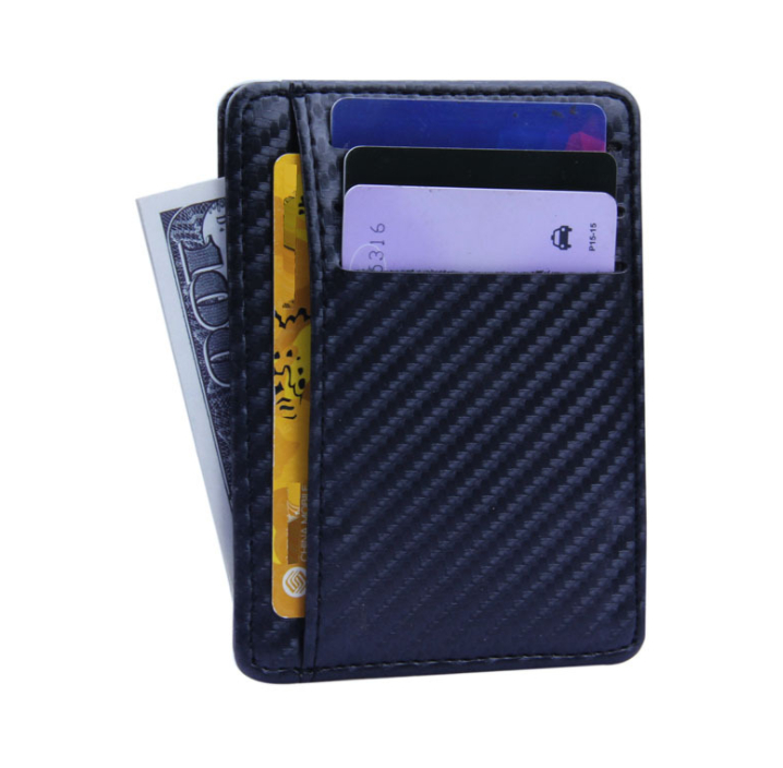 Portefeuille cuir PU fibre carbone homme RFID
