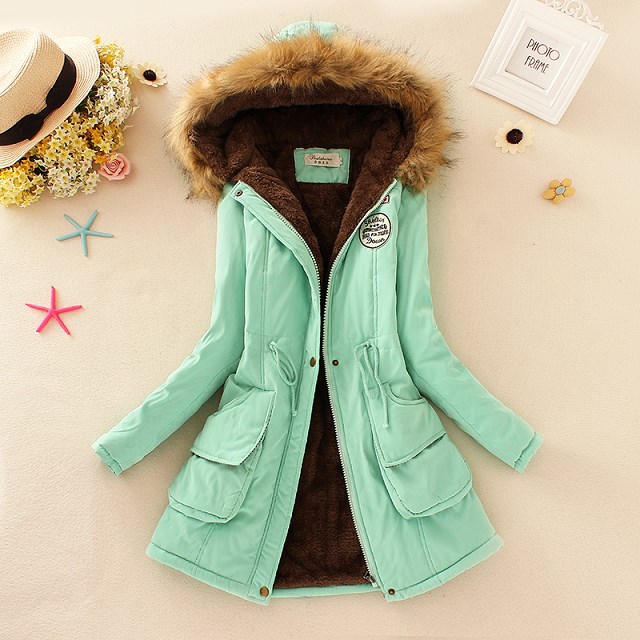 Manteau coton laine agneau femme manches longues