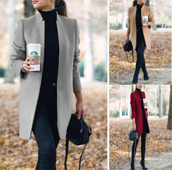 Manteau laine long chaud femme grande taille