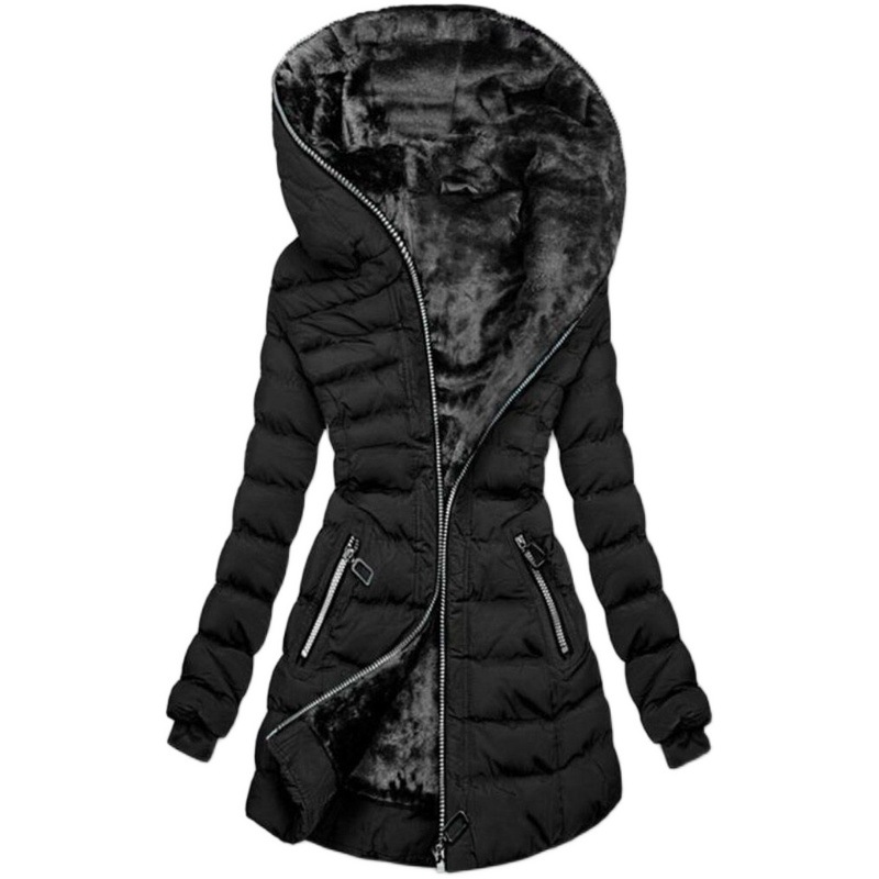 Veste en coton ouaté long capuchon chaude