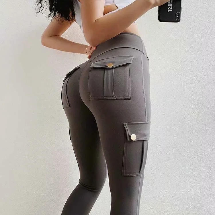 Pantalon gym skinny slim taille haute élastique