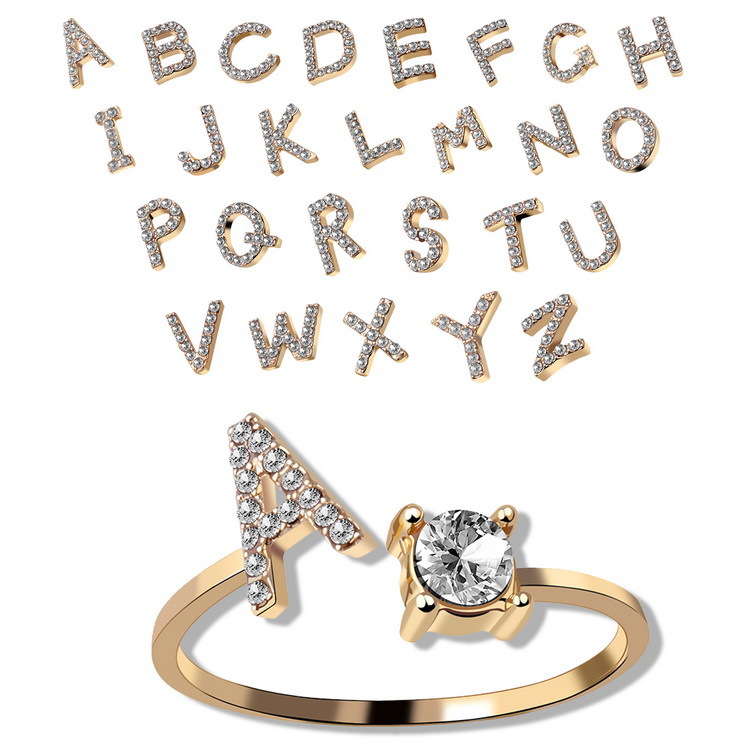 Bague lettre initiale 26 réglable femme bijou simple