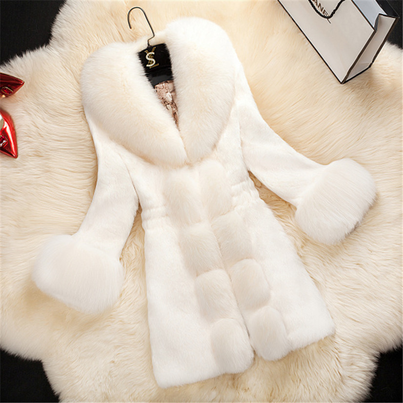 Manteau long de fourrure lapin à col de renard surdimensionné nouvelle fourrure