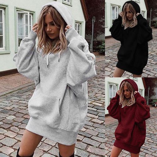 Chandail épais hooded manches longues femme