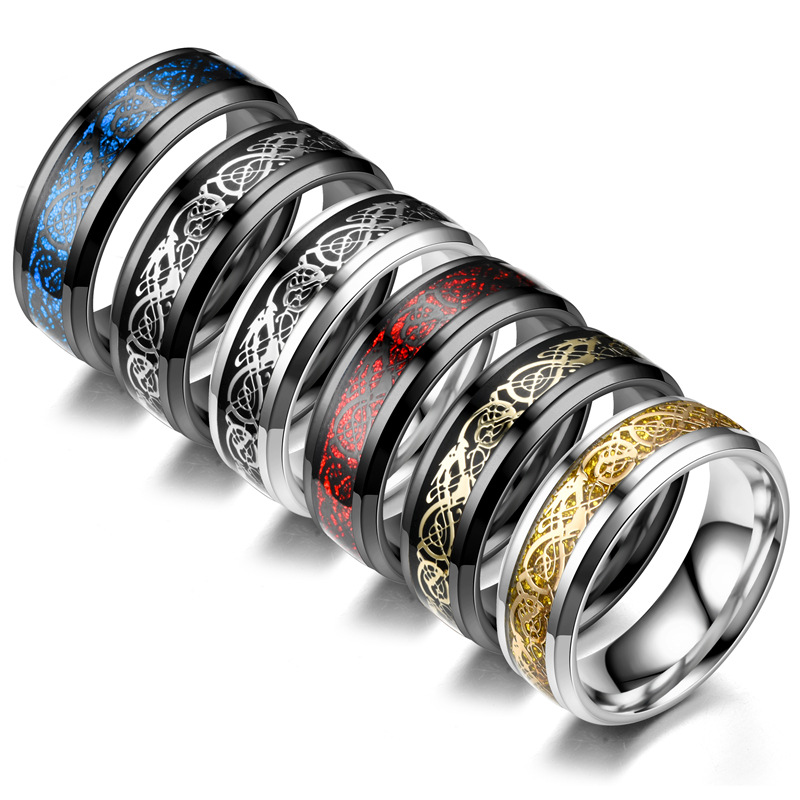 Bague motif dragon acier inoxydable