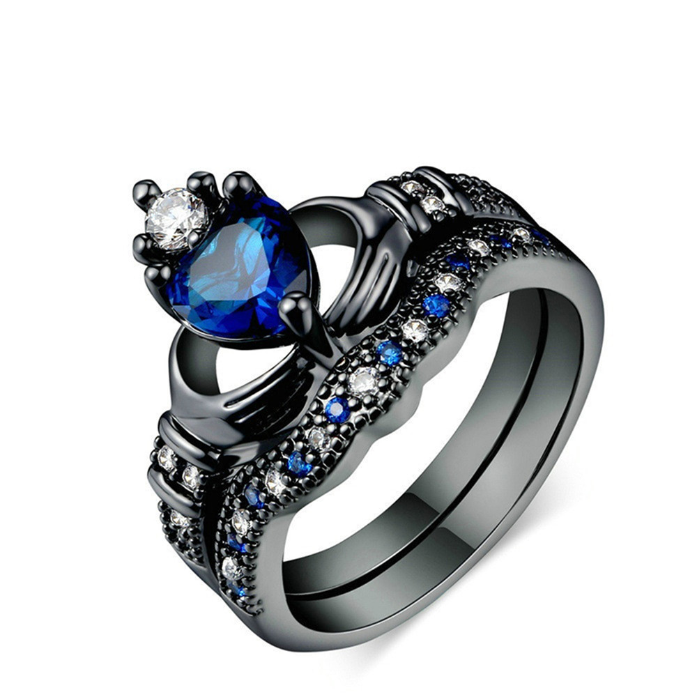 Bague saphir couronne amour femme