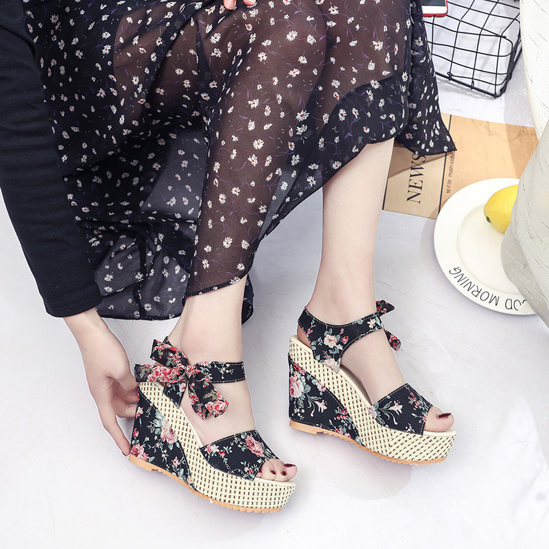 Sandales wedge talon plateforme bohème femme